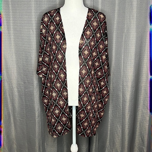 TORRID BLACK RED AND ORANGE SIZE 2 KIMONO COVERUP - Picture 1 of 7